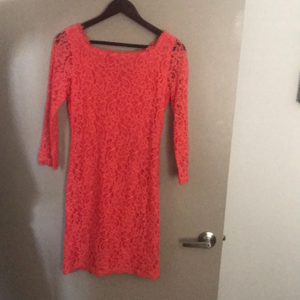 Diane von Furstenberg coral lace dress